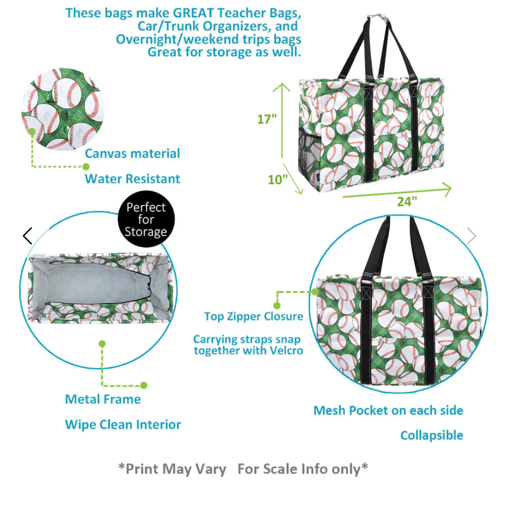 Baseball Mega Shopping Utility Tote Bag