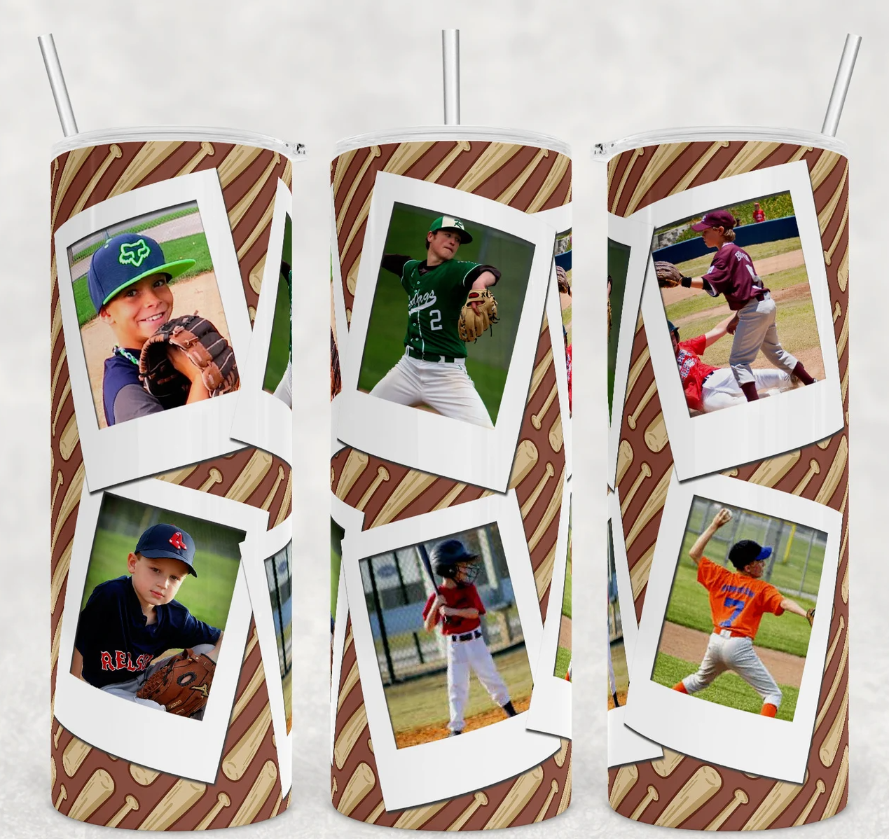 BASEBALL BAT TUMBLER WITH 6 IMAGES