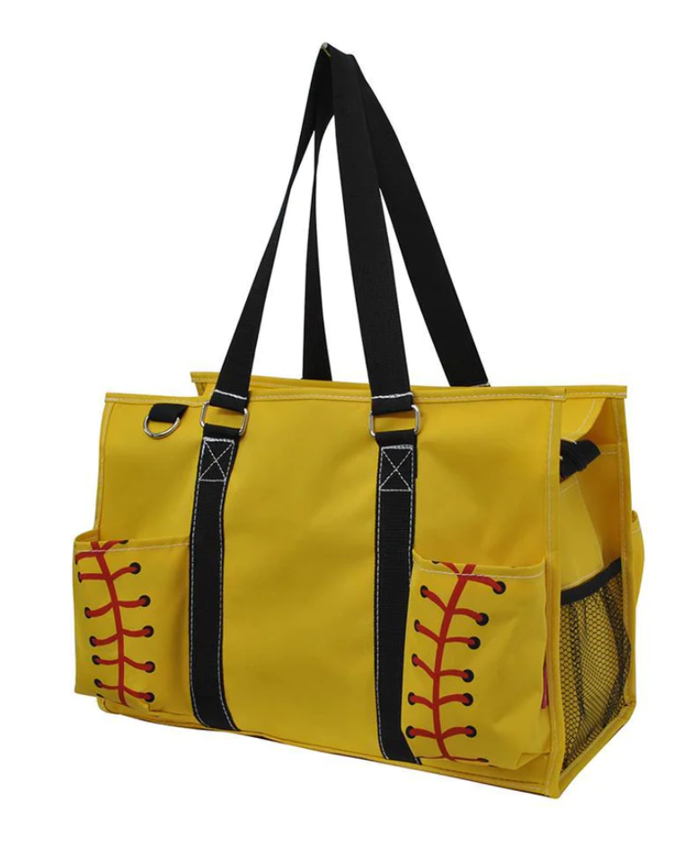 SPORTS THEMED ZIPPERED ORGANIZER TOTE BAG