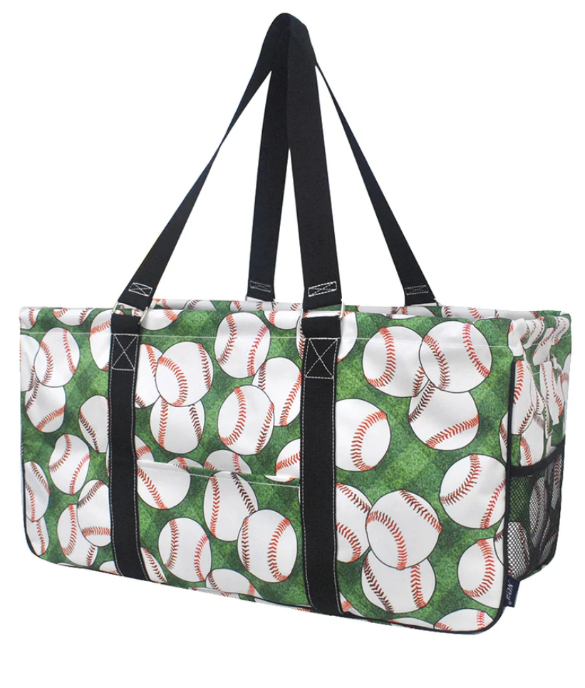 Baseball Zippered Caddy Organizer Tote Bag