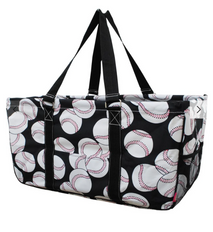 Baseball Zippered Caddy Organizer Tote Bag