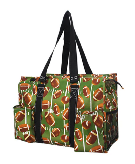 Football Zippered Caddy Organizer Tote Bag