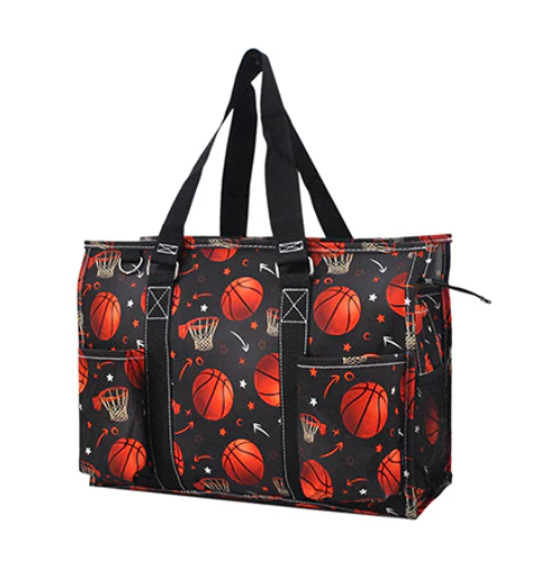 Slam Dunk Basketball Zippered Caddy Organizer Tote Bag