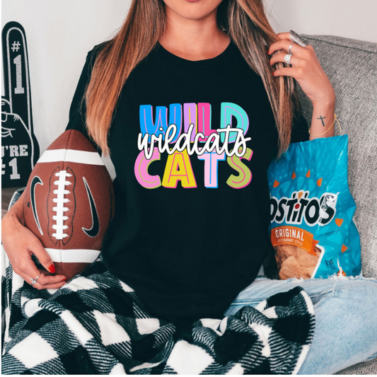 Wildcats Bubble Letter Preppy