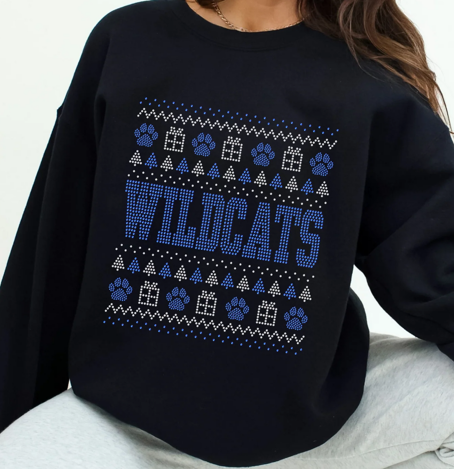 Wildcat Christmas Sweater Spangle Design