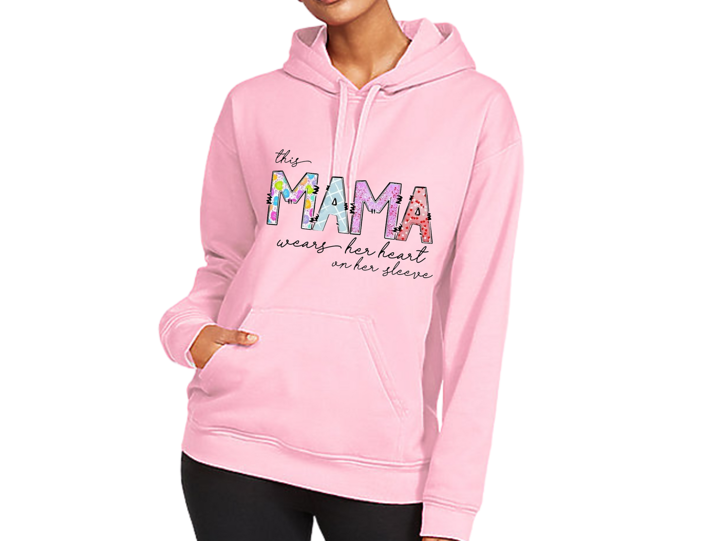 This Mama Wears Her Heart On Her Sleeve (Screen Print/DTG)