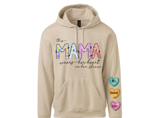 This Mama Wears Her Heart On Her Sleeve (Screen Print/DTG)