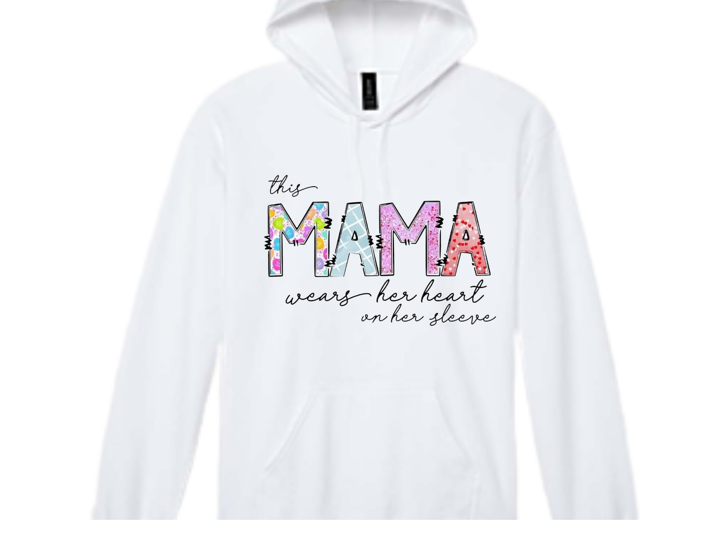 This Mama Wears Her Heart On Her Sleeve (Screen Print/DTG)