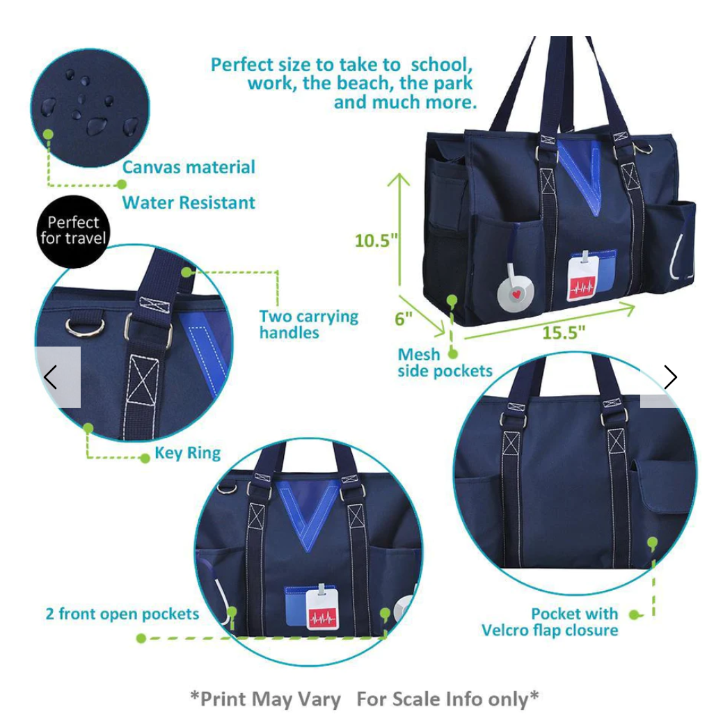 MEDICAL FIELD ZIPPERED CADDY ORGANIZER TOTE BAG